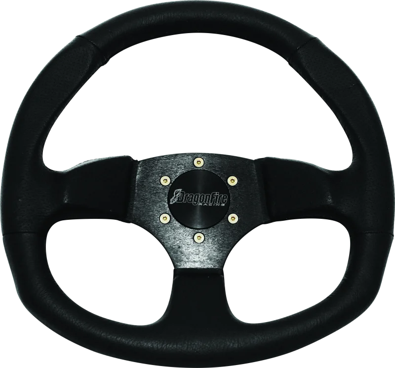 DragonFire Racing Steering Wheels - D-Shaped- Vinyl- Black- 0in offset - 520969