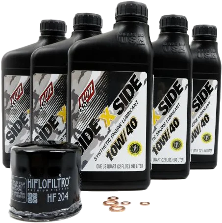 Klotz Side-By-Side Oil Change Kit - 10W-40(5-Packs) w/ Oil Filter HF-204 Crush Washers - Fits: 2021-2024 Yamaha #KU-106