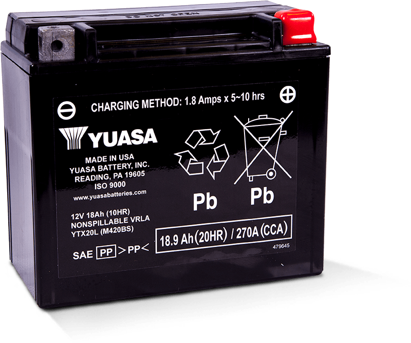 Yuasa YTX20L Maintenance Free AGM 12-Volt Battery - YUAM420BS