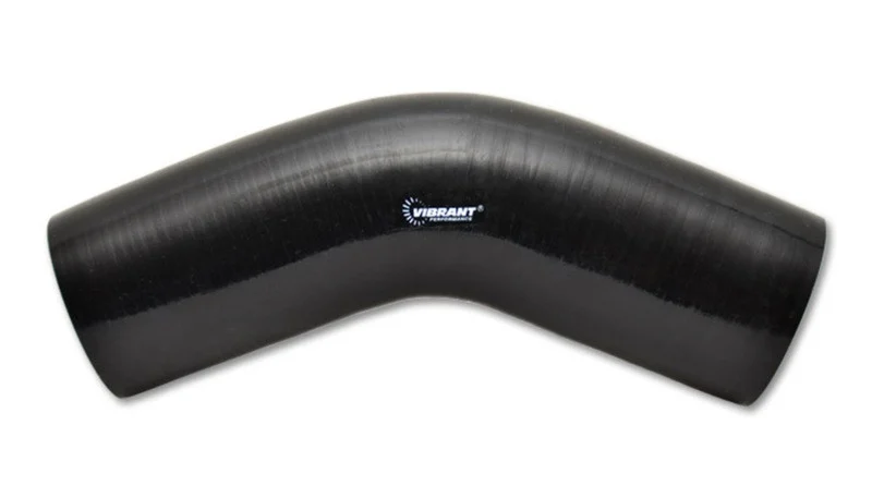 Vibrant 4 Ply Reinforced Silicone Elbow Connector - 5in ID x 4in Leg 45 Deg Elbow (BLACK) - 2917