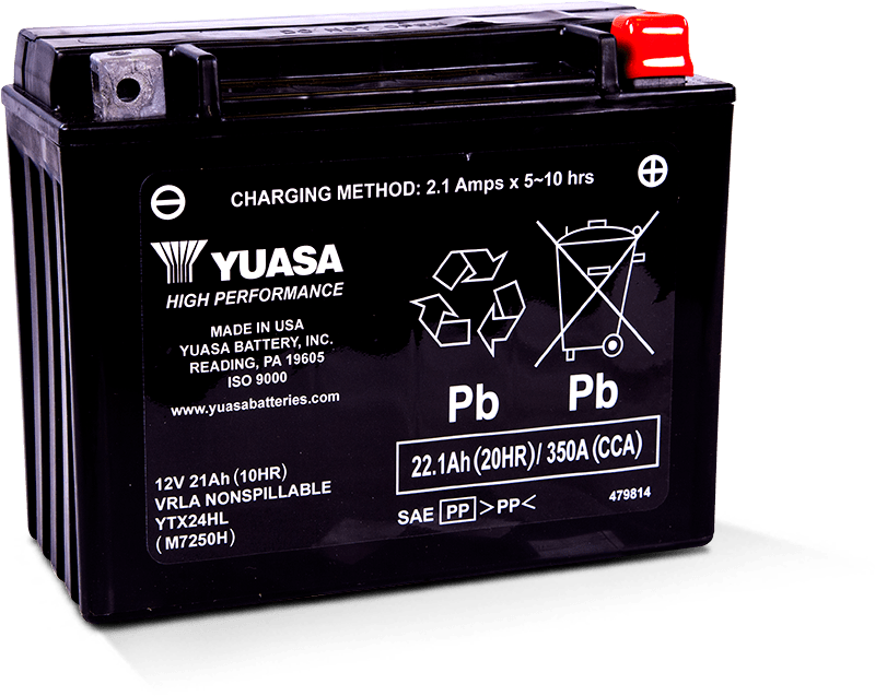 Yuasa YTX24HL Maintenance Free AGM 12-Volt Battery - YUAM7250H