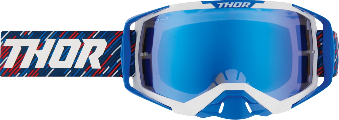 Thor Activate Goggle - Stripes - Red/White/Blue - Blue Mirror Lens