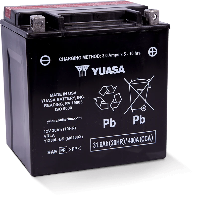 Yuasa YIX30L-BS-PW High Performance Maintenance Free AGM 12-Volt Battery w/Bottle - YUAM6230XPW