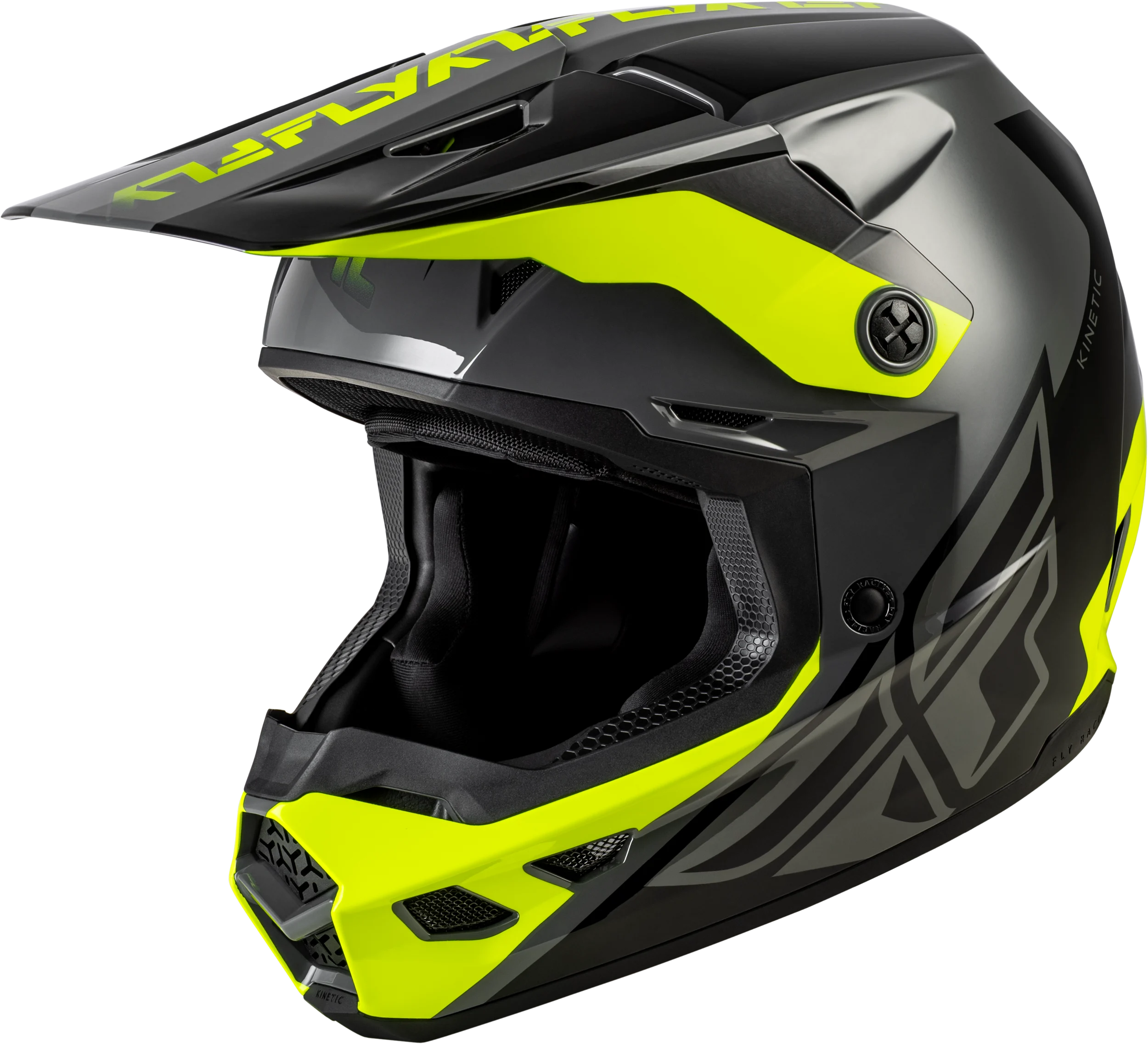 FLY RACING 2026 Kinetic Crest Helmet - Grey/Black/Hi-Viz
