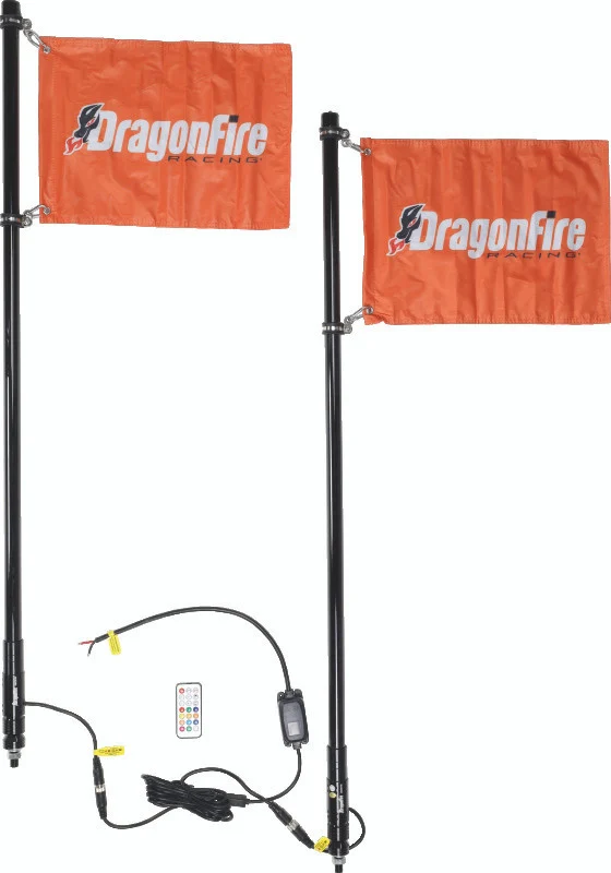 DragonFire Racing Whips - 4ft. Spiral LED - Black - Pair