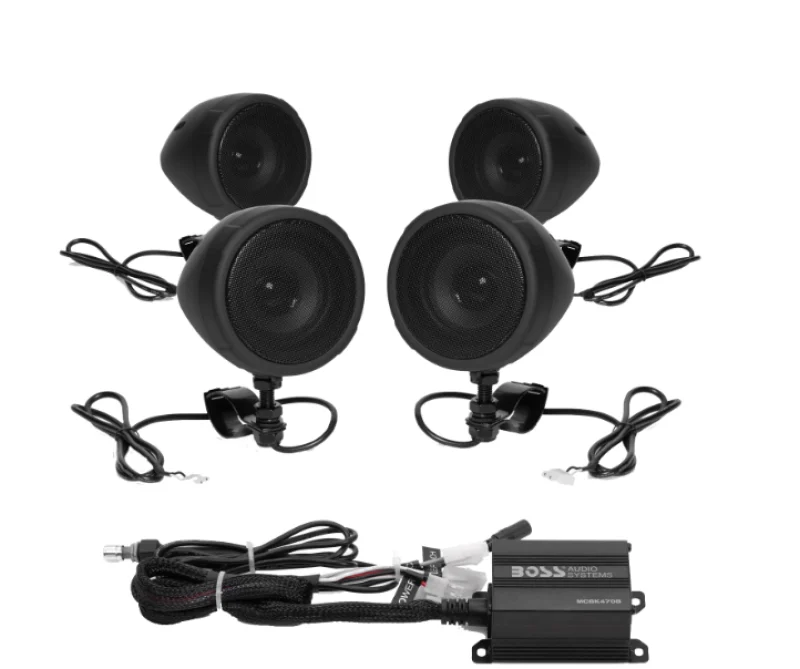 Boss Audio Systems Motorcycle Speaker Amplifier/ Bluetooth/ 3in Speakers 2 Pair- Black - MCBK470B