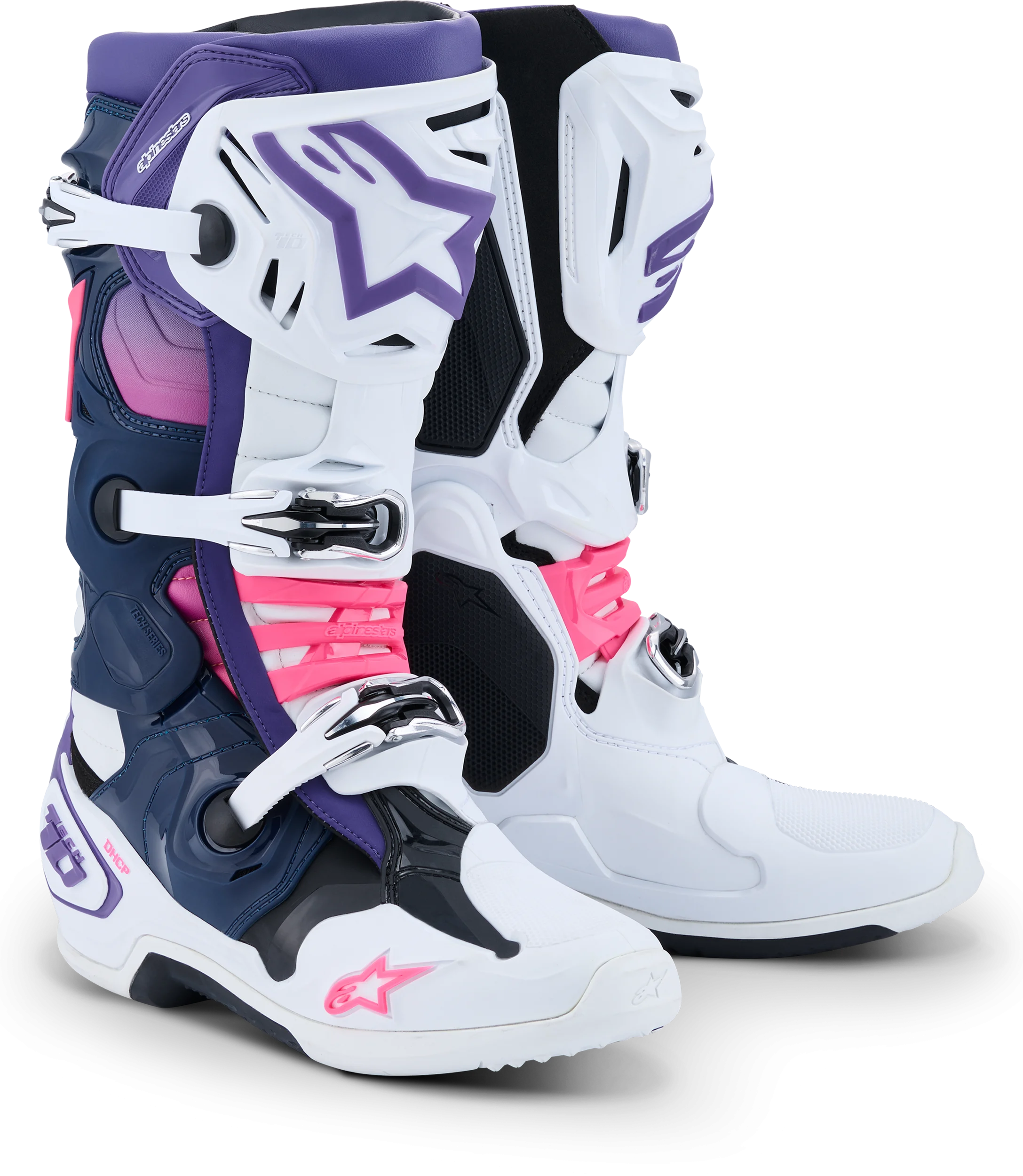 ALPINESTARS Tech 10 Boots - Wht/Violet/Nvy Bl/Pnk Fl