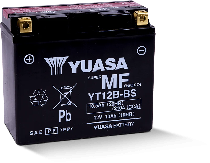 Yuasa YT12B-BS Maintenance Free 12-Volt AGM Battery w/Bottle - YUAM6212B