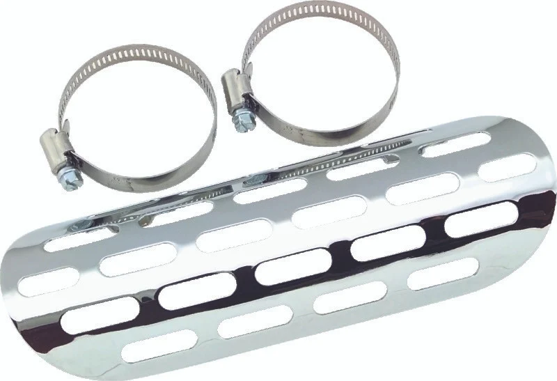 Bikers Choice Chrome Perforated Heat Shield Fits 1 3/4 & 2 Inch Pipe Custom - 150861