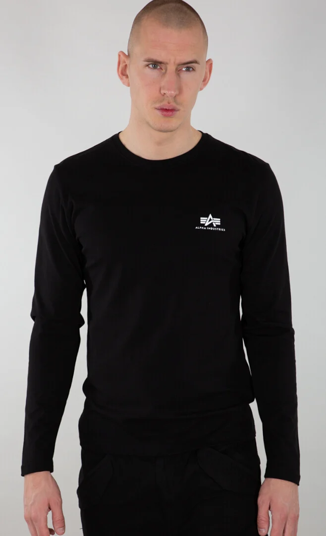 Alpha Industries Back Print Heavy Longsleeve Shirt  black/white
