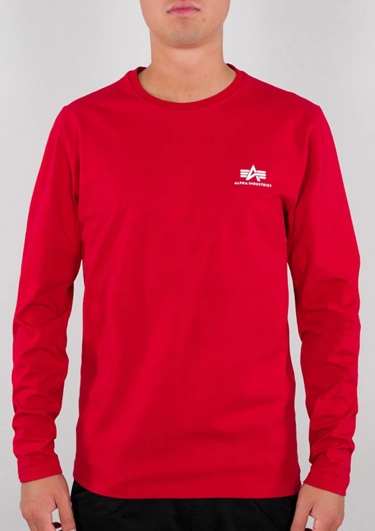 Alpha Industries Back Print Heavy Longsleeve Shirt  red/white