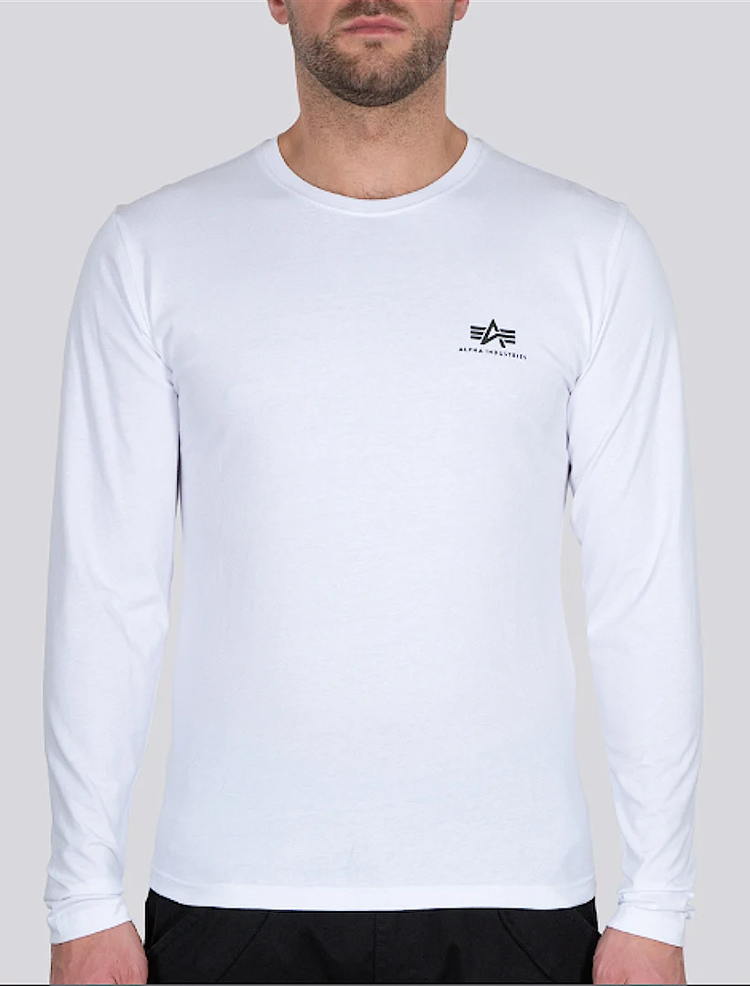 Alpha Industries Back Print Heavy Longsleeve Shirt  white/black