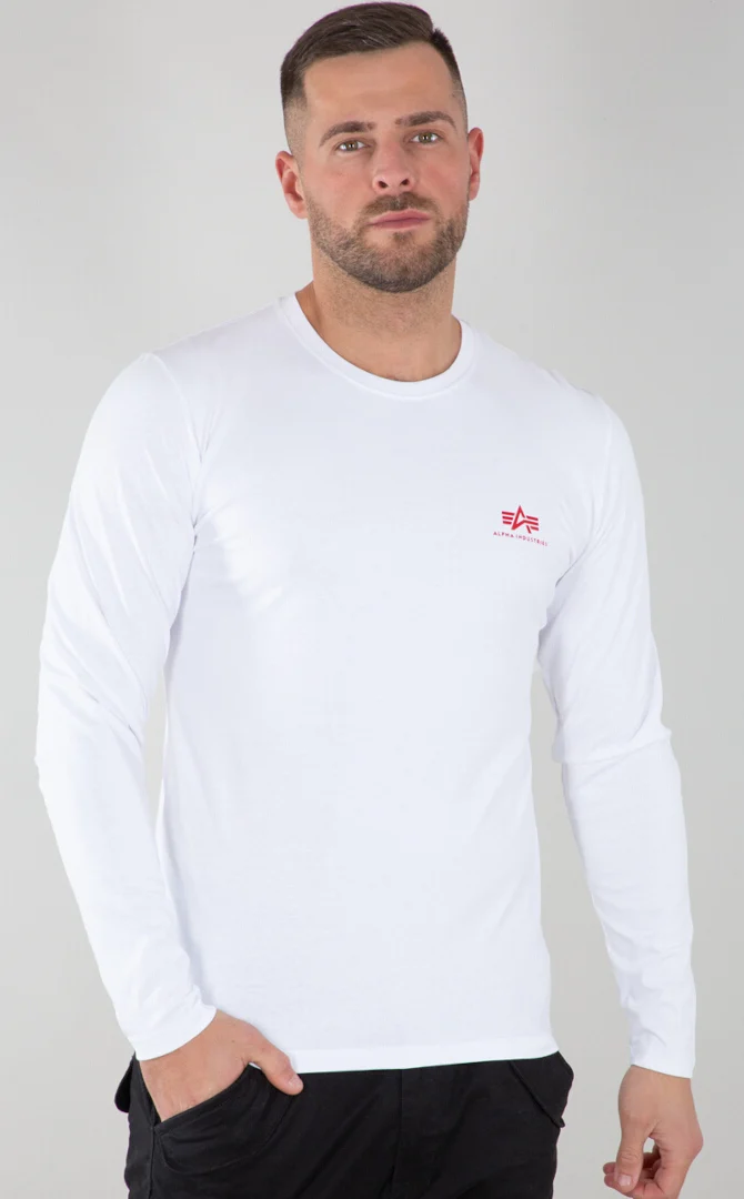 Alpha Industries Back Print Heavy Longsleeve Shirt  white/red
