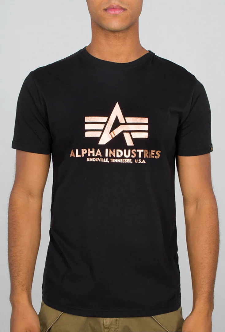 Alpha Industries Basic Foil Print T-Shirt  black/gold