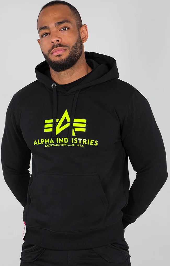 Alpha Industries Basic Hoodie  black/yellow