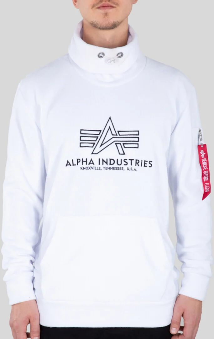 Alpha Industries Turtle-Neck Polar Fleece Pullover  white