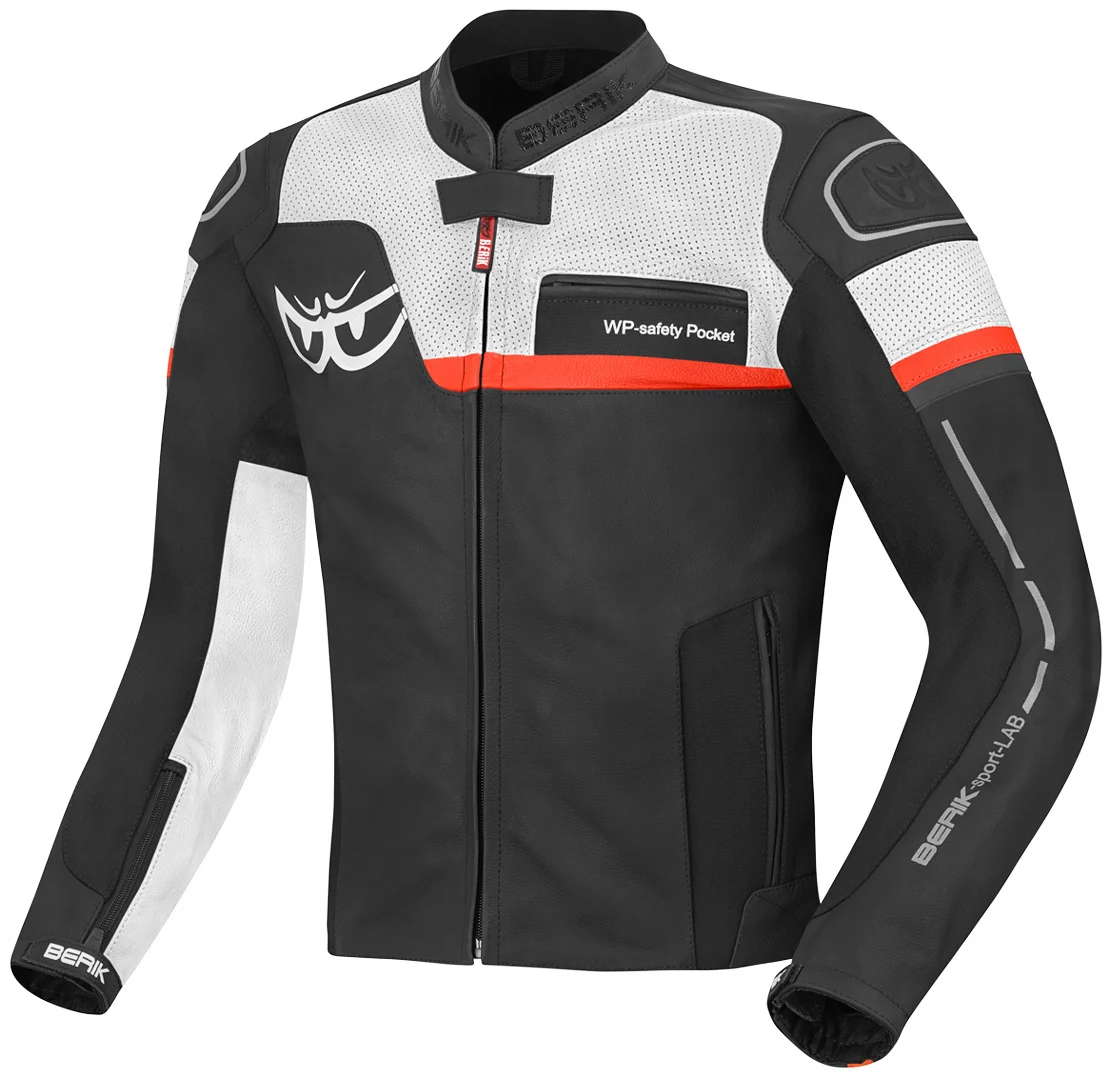 Berik Sportivo Motorcycle Leather Jacket  black/white/red
