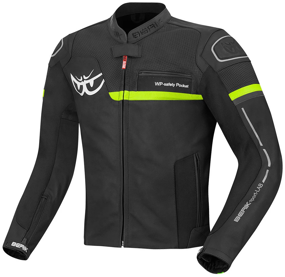 Berik Sportivo Motorcycle Leather Jacket  black/yellow