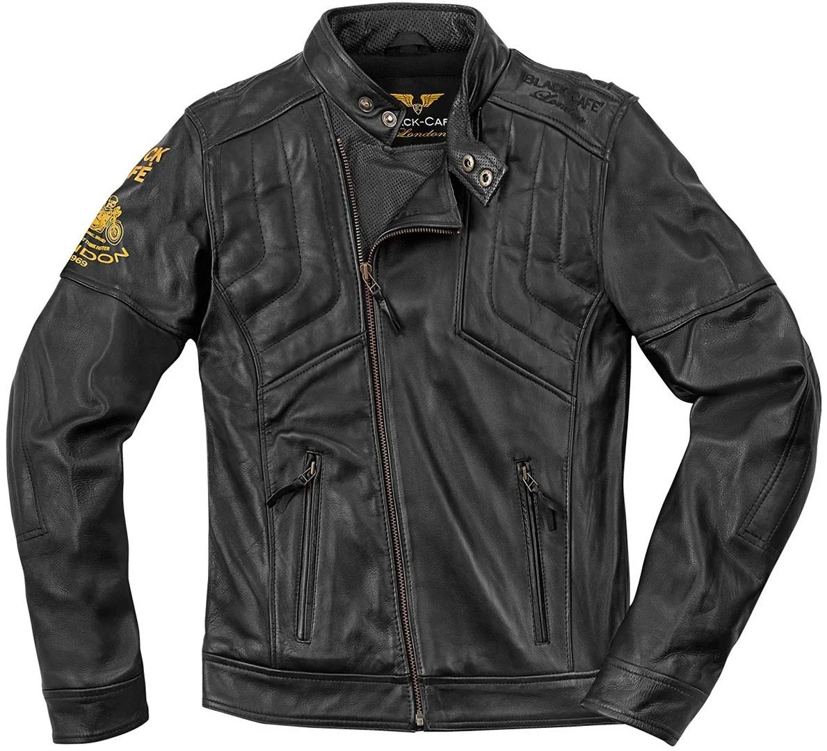 Black-Cafe London Sari Motorcycle Leather Jacket  black