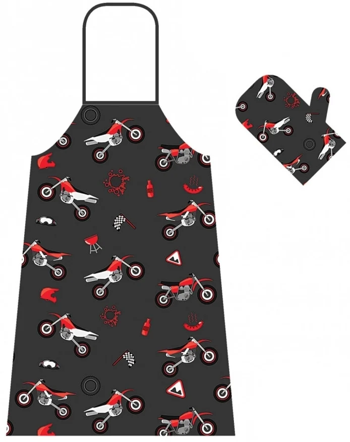 Booster Apron And Oven Glove Set  motocross print