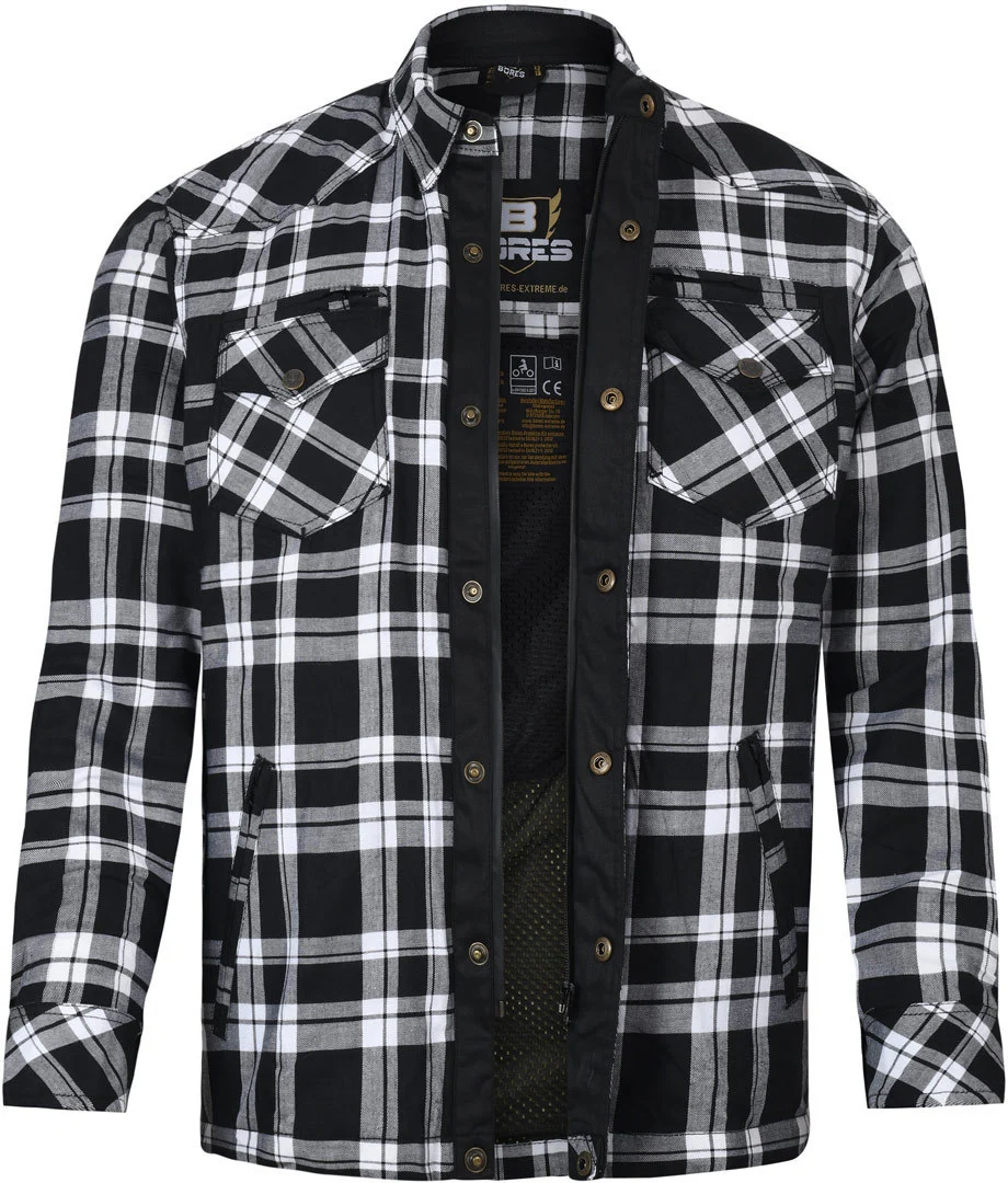 Bores Lumberjack Premium Motorcycle Shirt  black/white