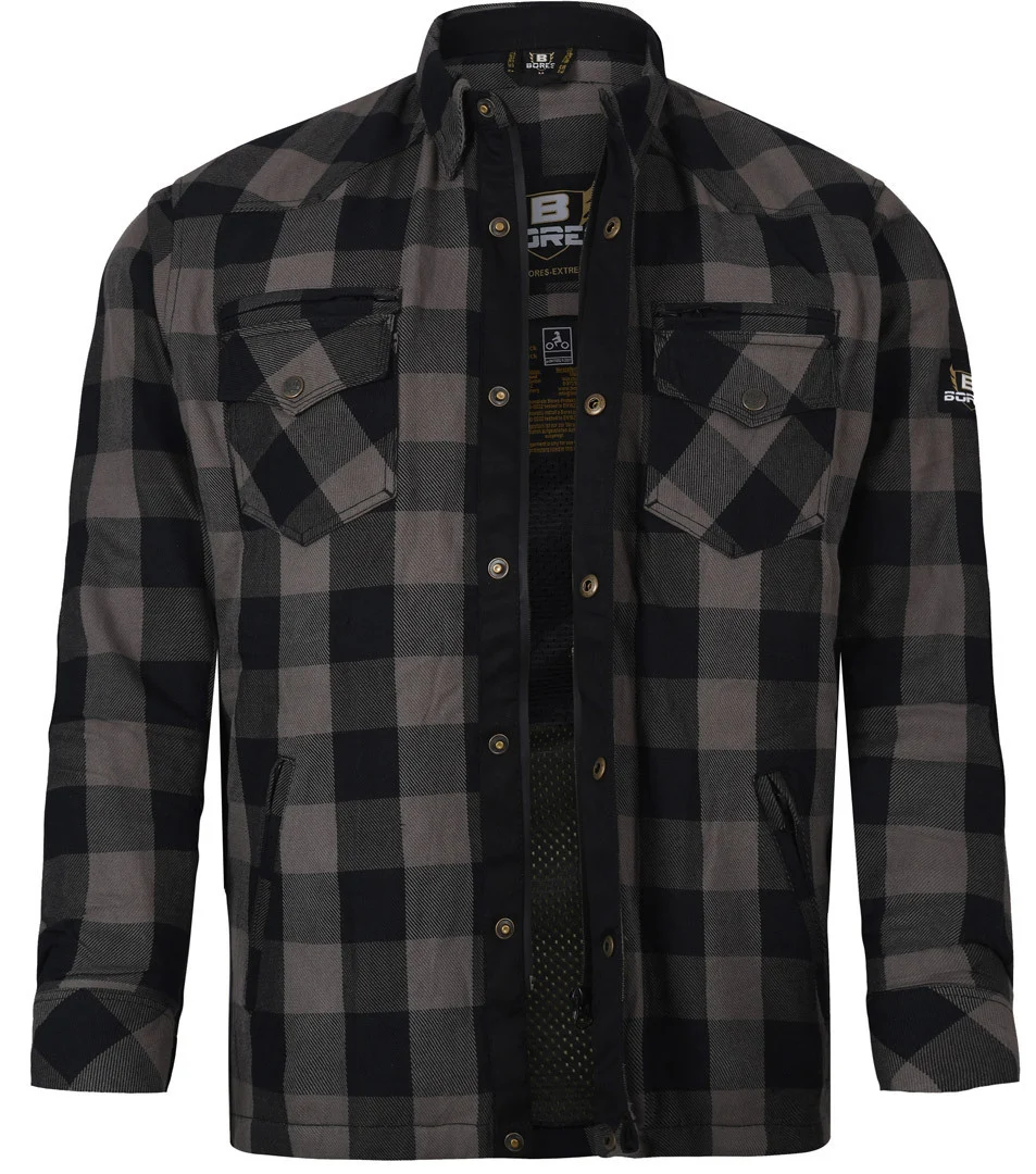 Bores Lumberjack Premium Motorcycle Shirt  grey/black