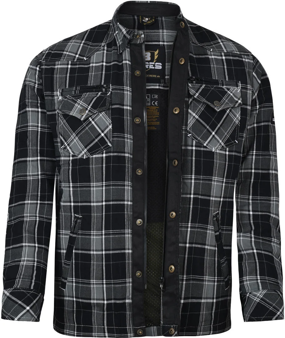 Bores Lumberjack Premium Motorcycle Shirt  grey/black/white
