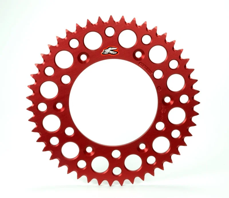 Renthal 96-18 Honda CR250R/CRF150-450R/X/XR 250R/650R Rear Grooved Sprocket - Red 520-48P Teeth - 154U-520-48GRRD