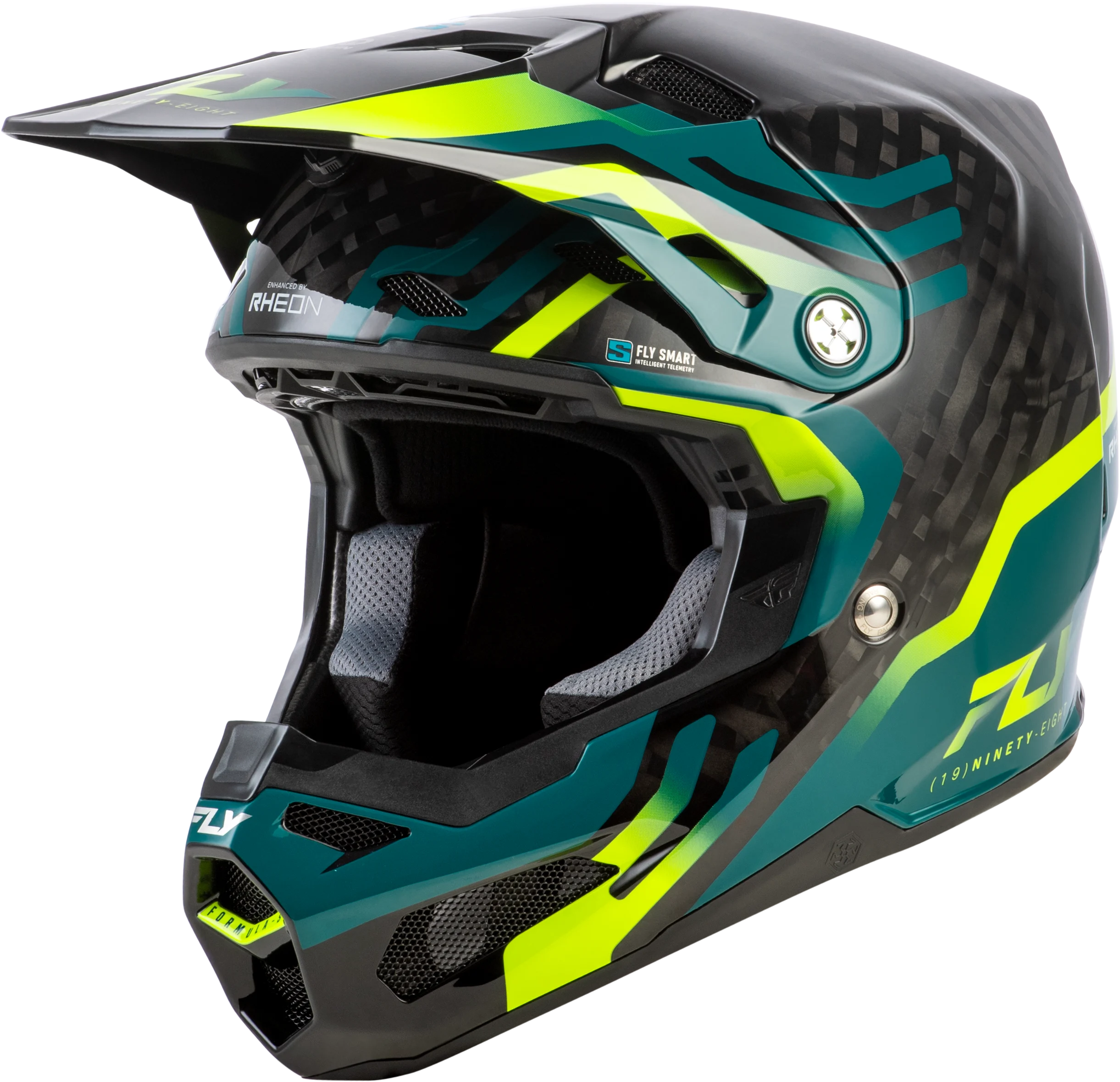 FLY RACING Formula S Carbon Byte Helmet - black carbon/teal/lime