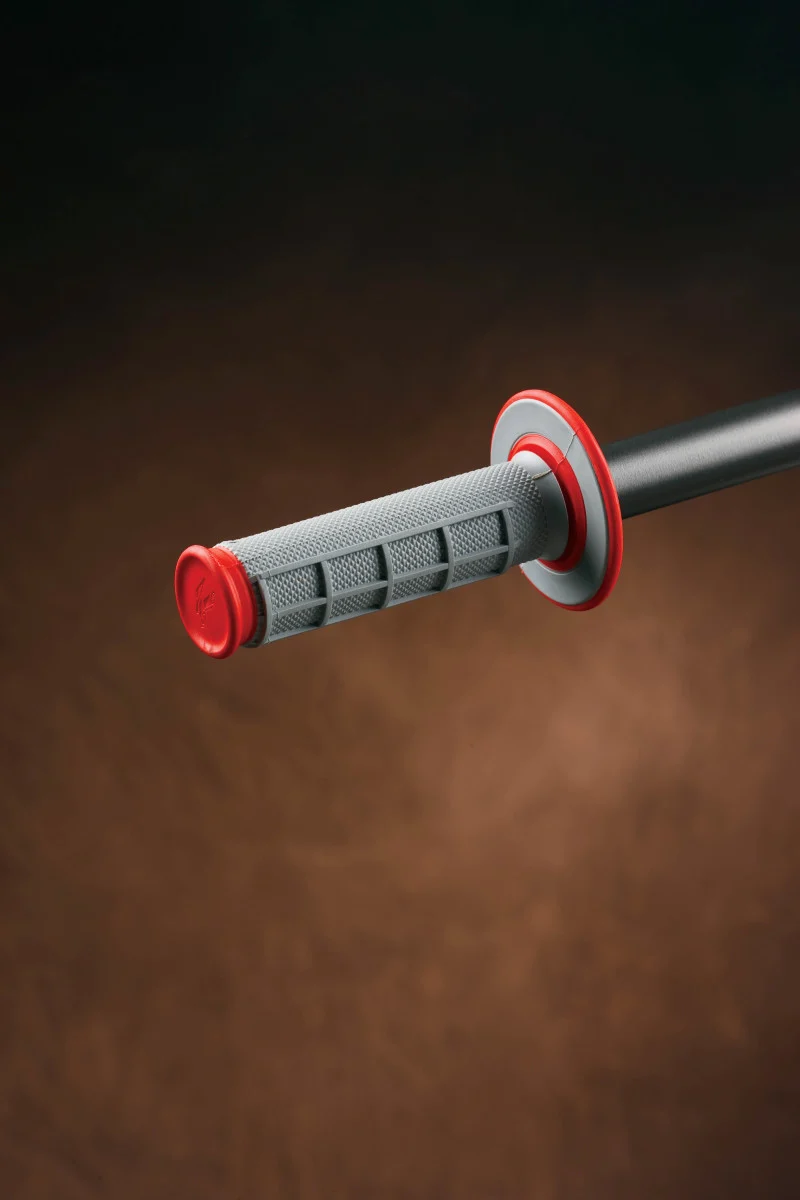 Renthal MX Dual Compound Grips 1/2 Waffle - Grey/ Red - G156