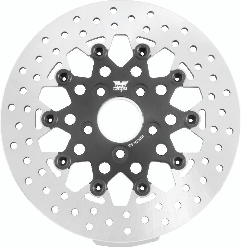 Twin Power 84-17 Big Twin Exc 08-17 FLH FLT Rear 11.5 Floating Rotor Black Mesh - 666838