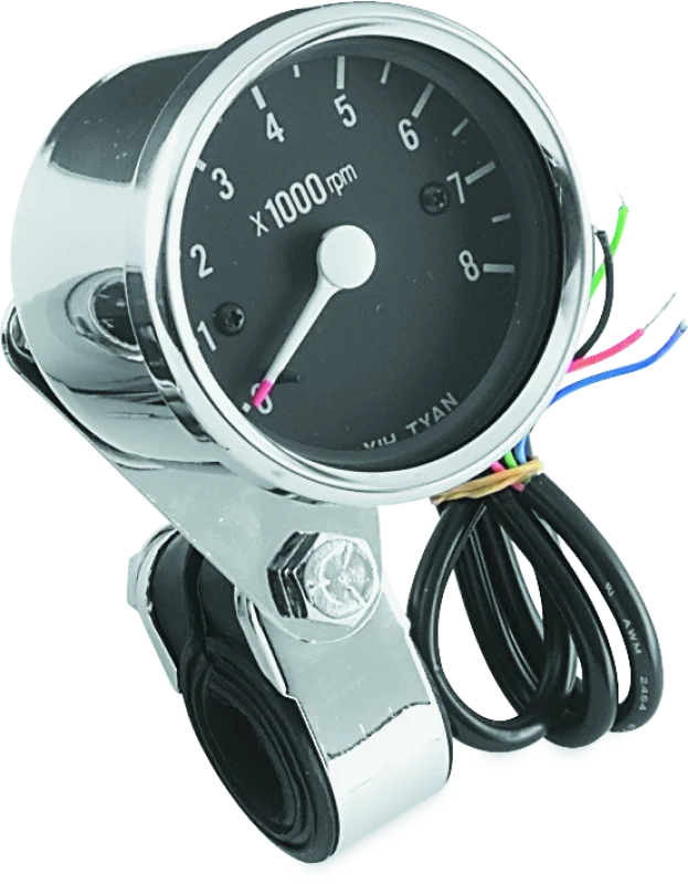 Bikers Choice Big Twin & XL Electronic Mini Tachometer 8000 RPM Black Face 2 1/2 Inch - 493374