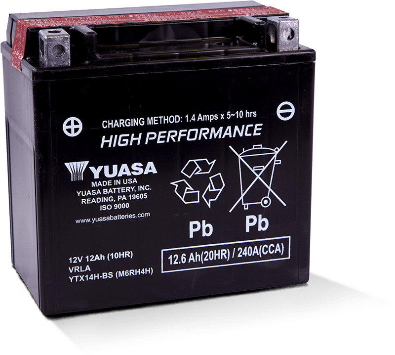 Yuasa YTX14H-BS High Performance AGM 12-Volt Battery w/Bottle - YUAM6RH4H