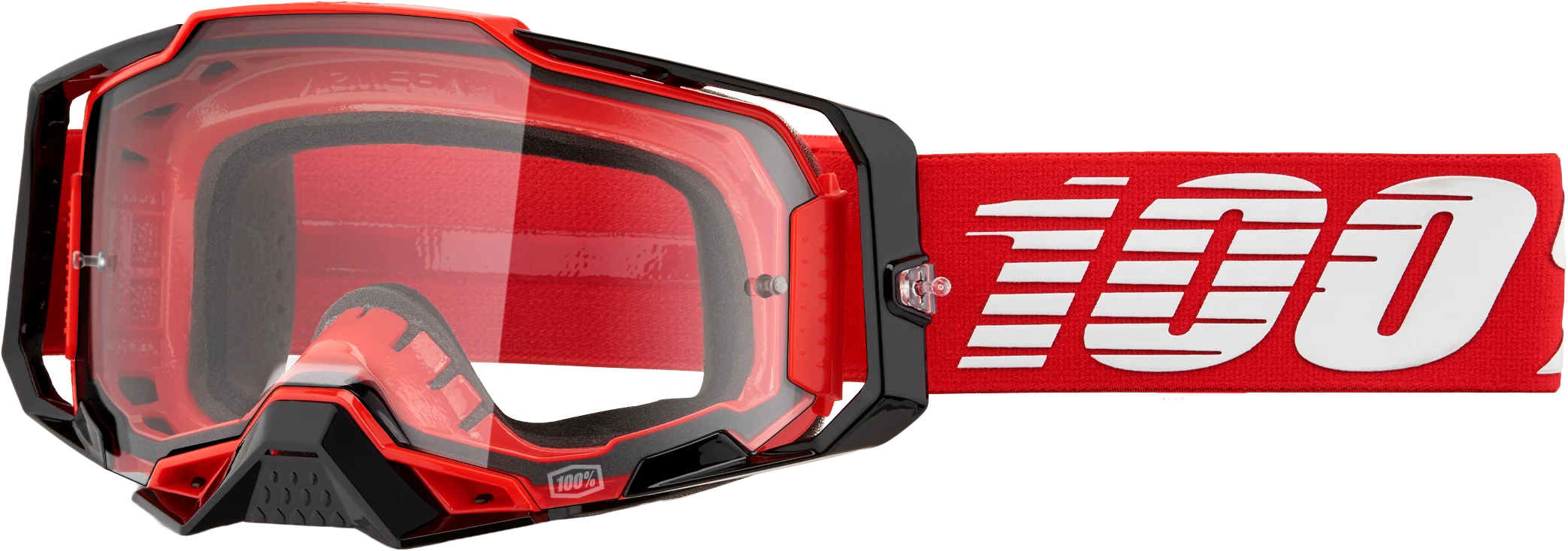 100% Armega Red Goggles - Clear