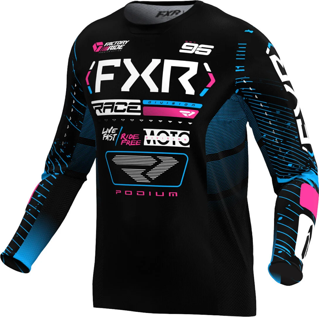 FXR Podium 2025 Motocross Jersey  black/blue/hotpink