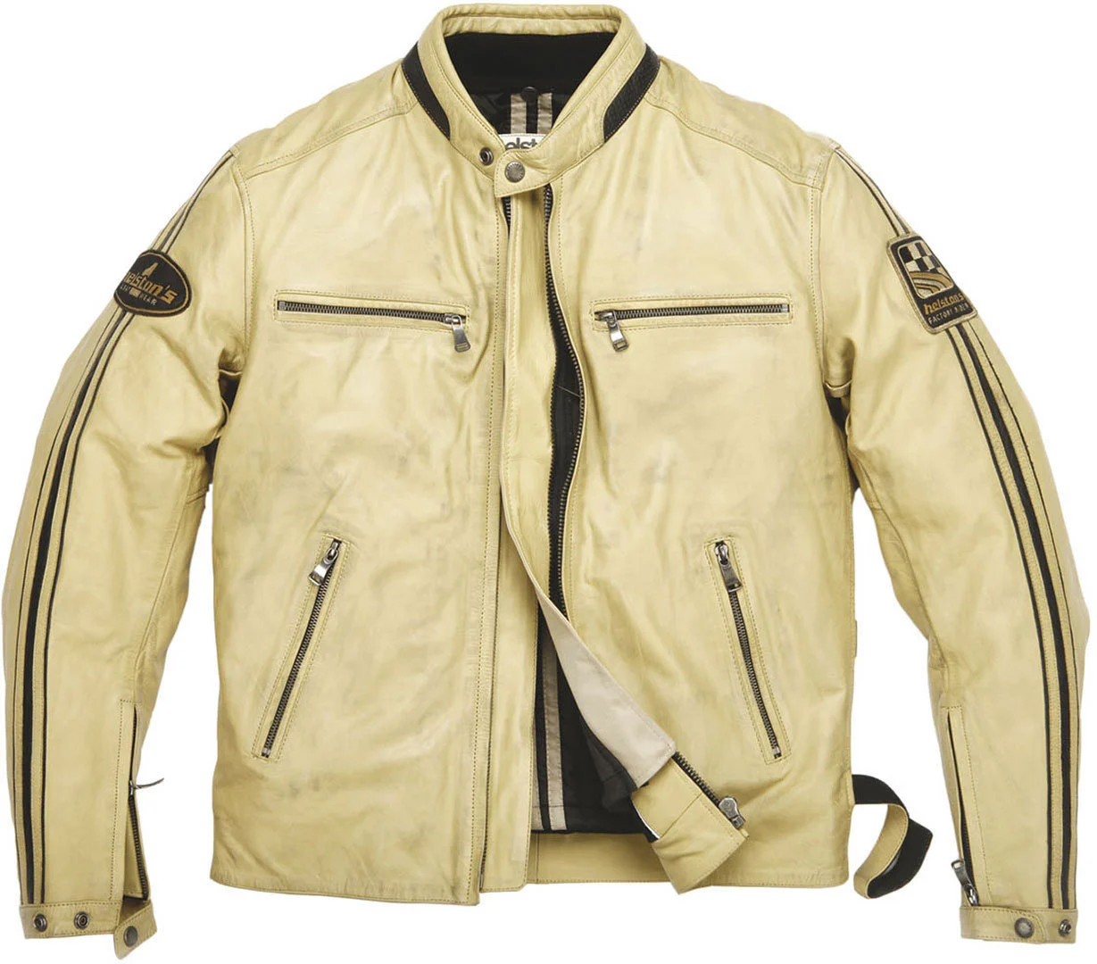 Helstons ACE Rag Motorcycle Leather Jacket  beige