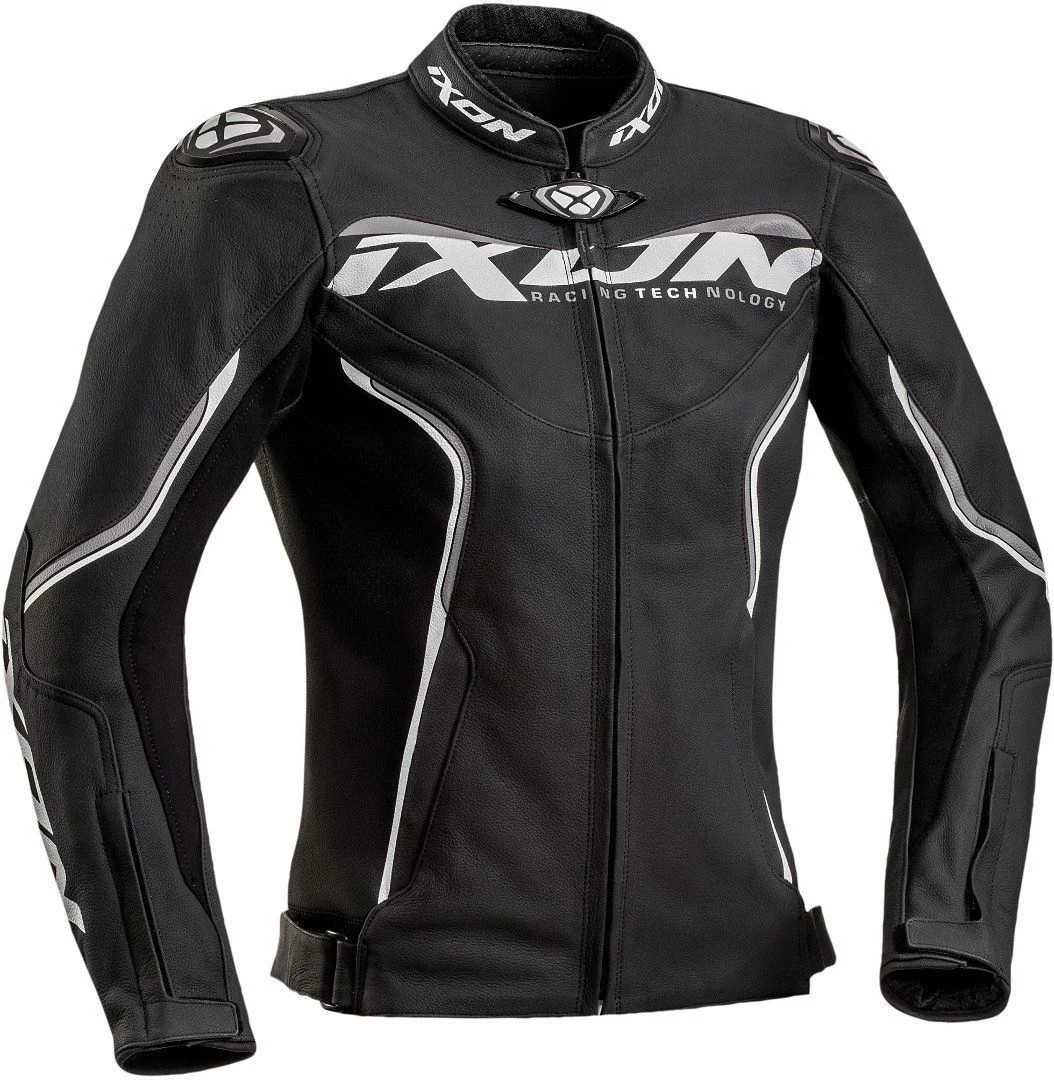 Ixon Trinity Ladies Motorcycle Leather Jacket  black/white/grey