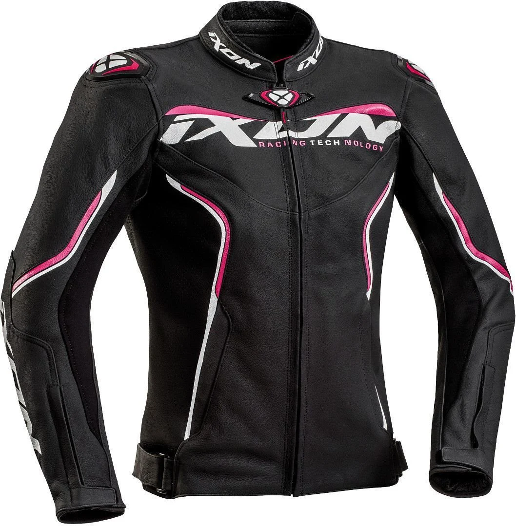 Ixon Trinity Ladies Motorcycle Leather Jacket  black/white/pink