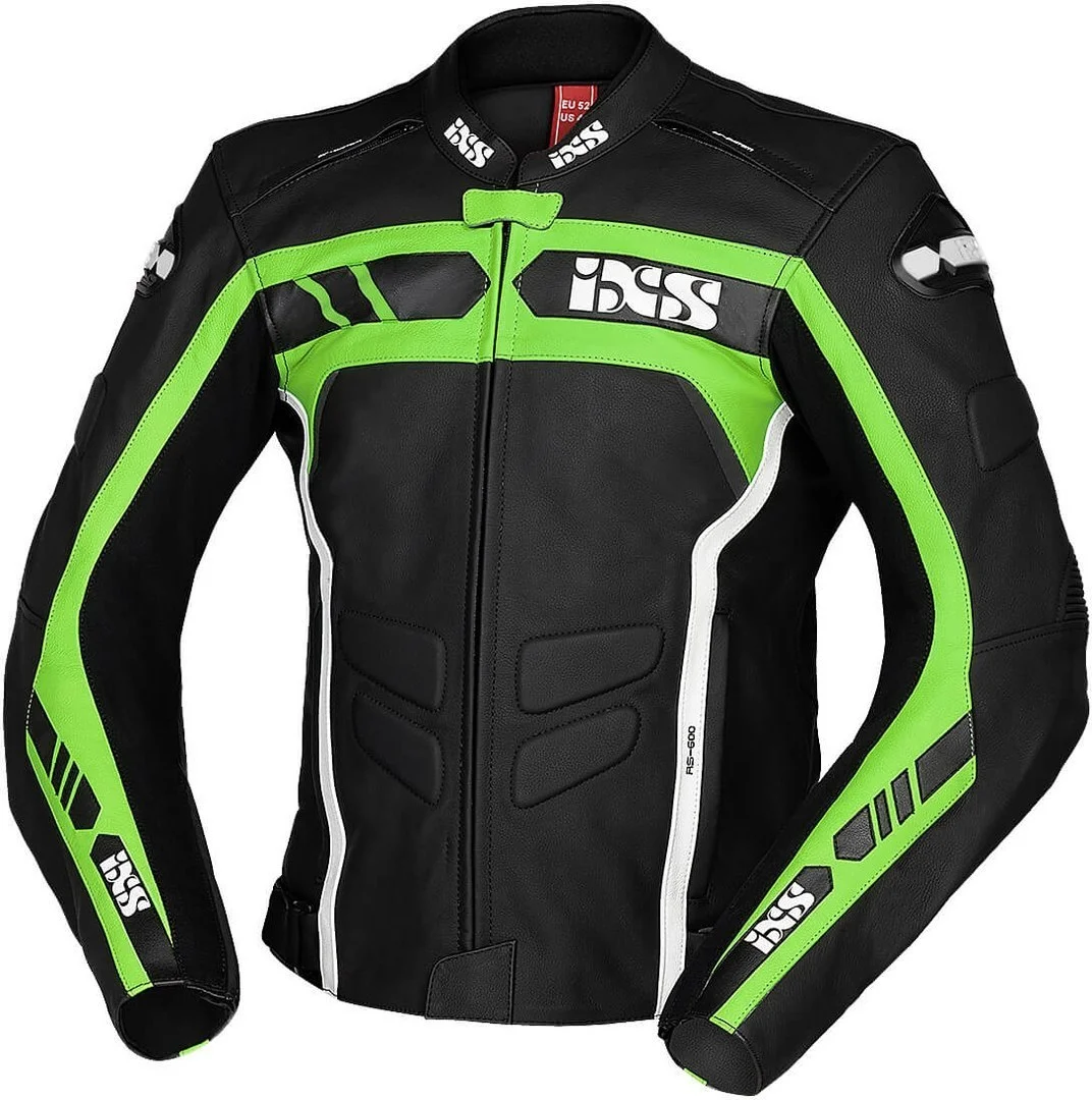 IXS Sport RS-600 1.0 Motorcycle Leather Jacket  black/green/white