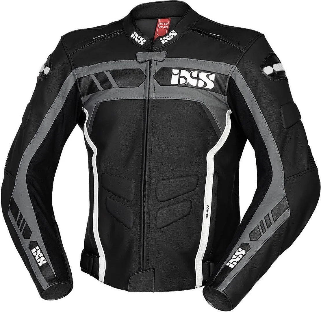 IXS Sport RS-600 1.0 Motorcycle Leather Jacket  black/grey/white