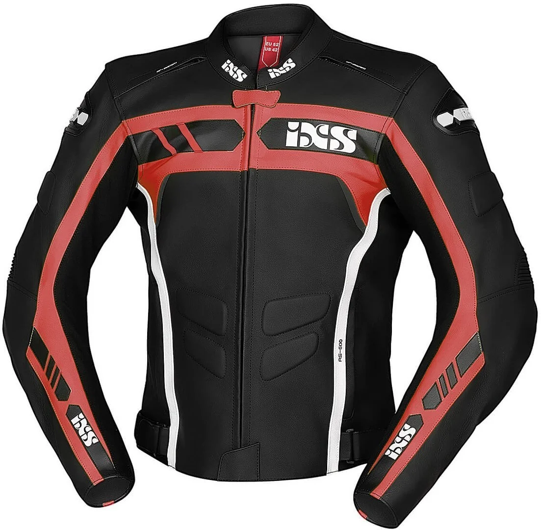 IXS Sport RS-600 1.0 Motorcycle Leather Jacket  black/red/white