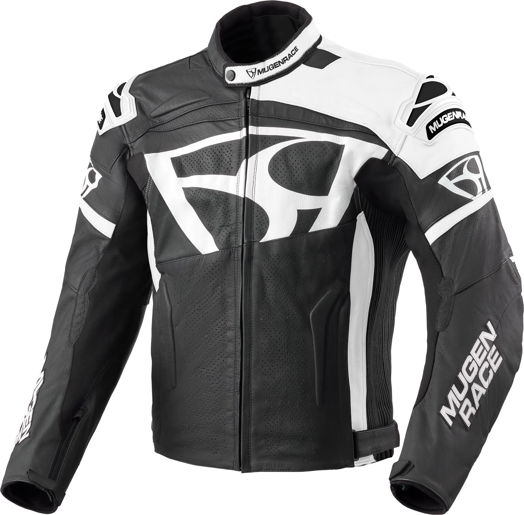 MUGENRACE Aggressore Motorcycle Leather Jacket  black/white