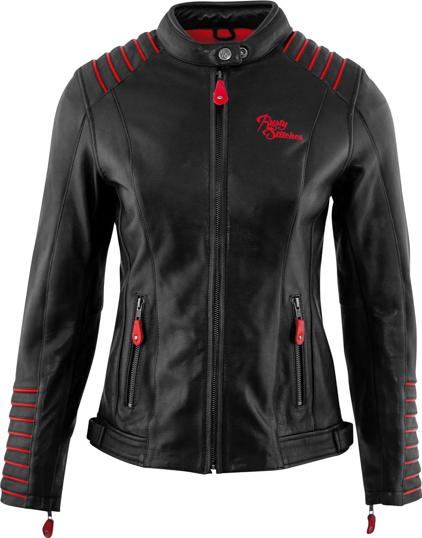 Rusty Stitches Amanda Ladies Motorcycle Leather Jacket  black/red