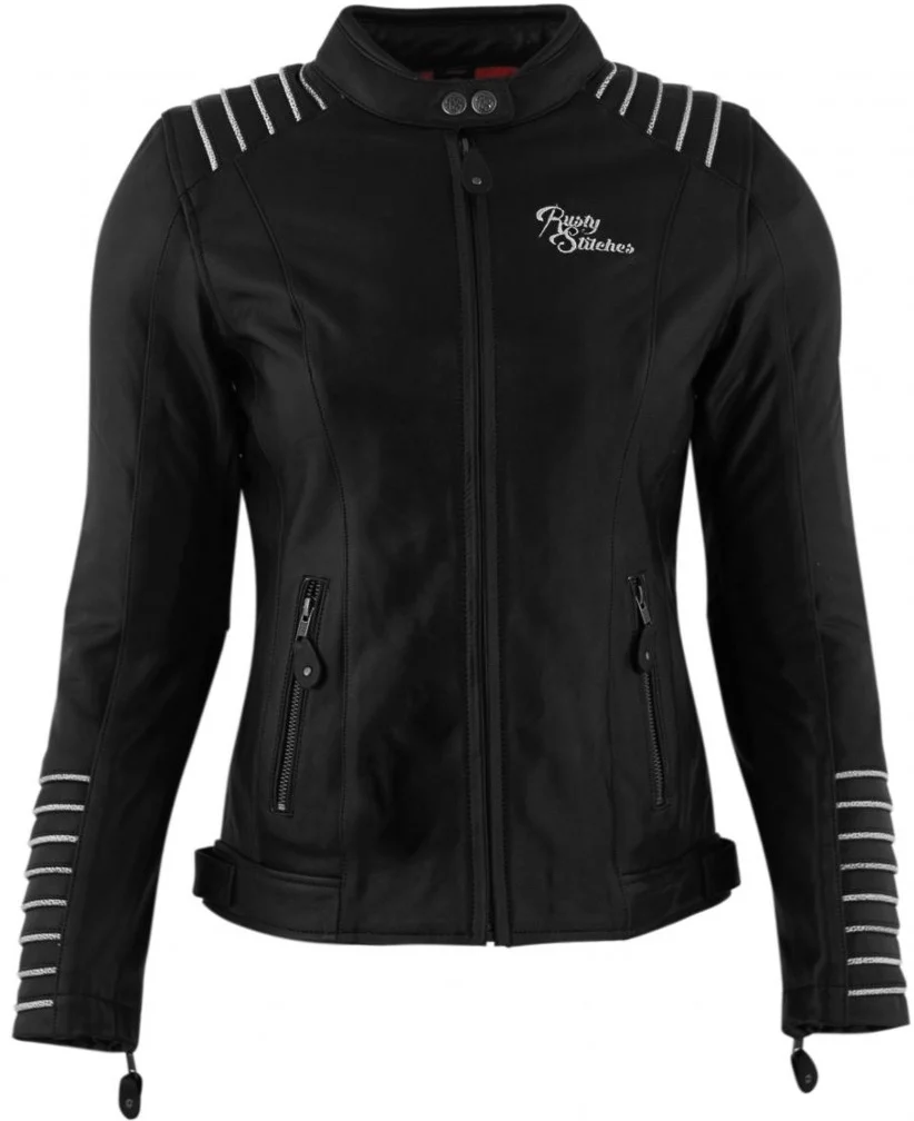 Rusty Stitches Amanda Ladies Motorcycle Leather Jacket  black/white
