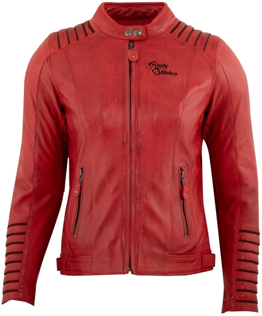 Rusty Stitches Amanda Ladies Motorcycle Leather Jacket  red/black