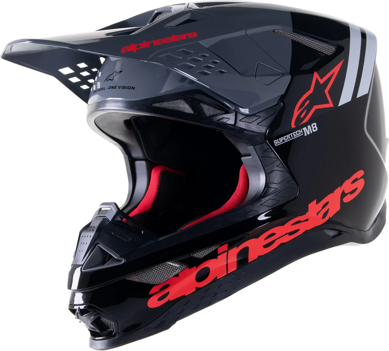 Alpinestars Supertech M8 Radium 2 MIPS Helmet - Gloss Black/Neon Red - Medium