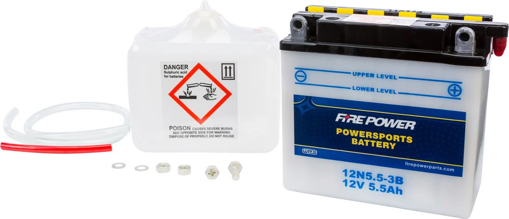 Fire Power Battery w/Acid 12N5.5-3B - 12V - Fits: Yamaha