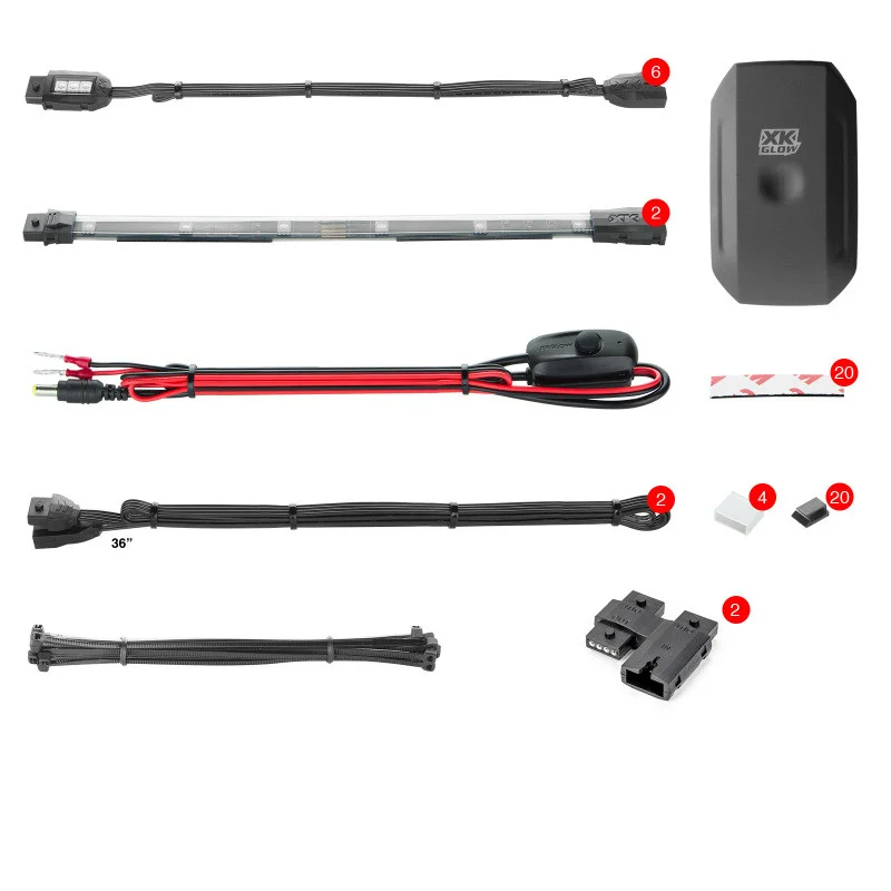 XK Glow Strip Million Color XKCHROME Smartphone App ATV/Motorcycle LED Light Kit 6xPod + 2x10In - KS-MOTO-MINI