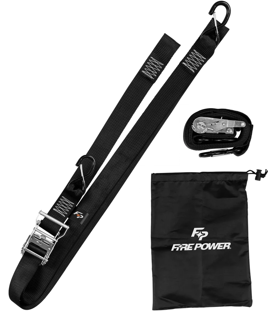 Fire Power 2-inch Tie-Down Ratchet w/Soft-Tie - 8-Foot Long - Black - 2/pk