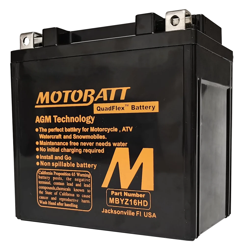MotoBatt AGM Battery MBYZ16HD Sealed Factory Activated